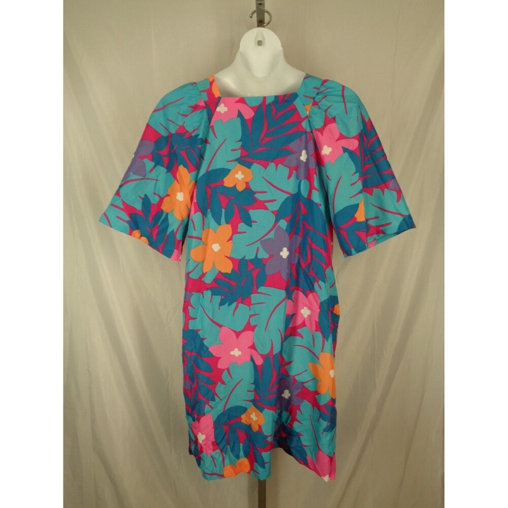 Vintage Sears At Home Wear Floral Lounge Kaftan Dress Muumuu Size Medium New - Picture 2 of 8